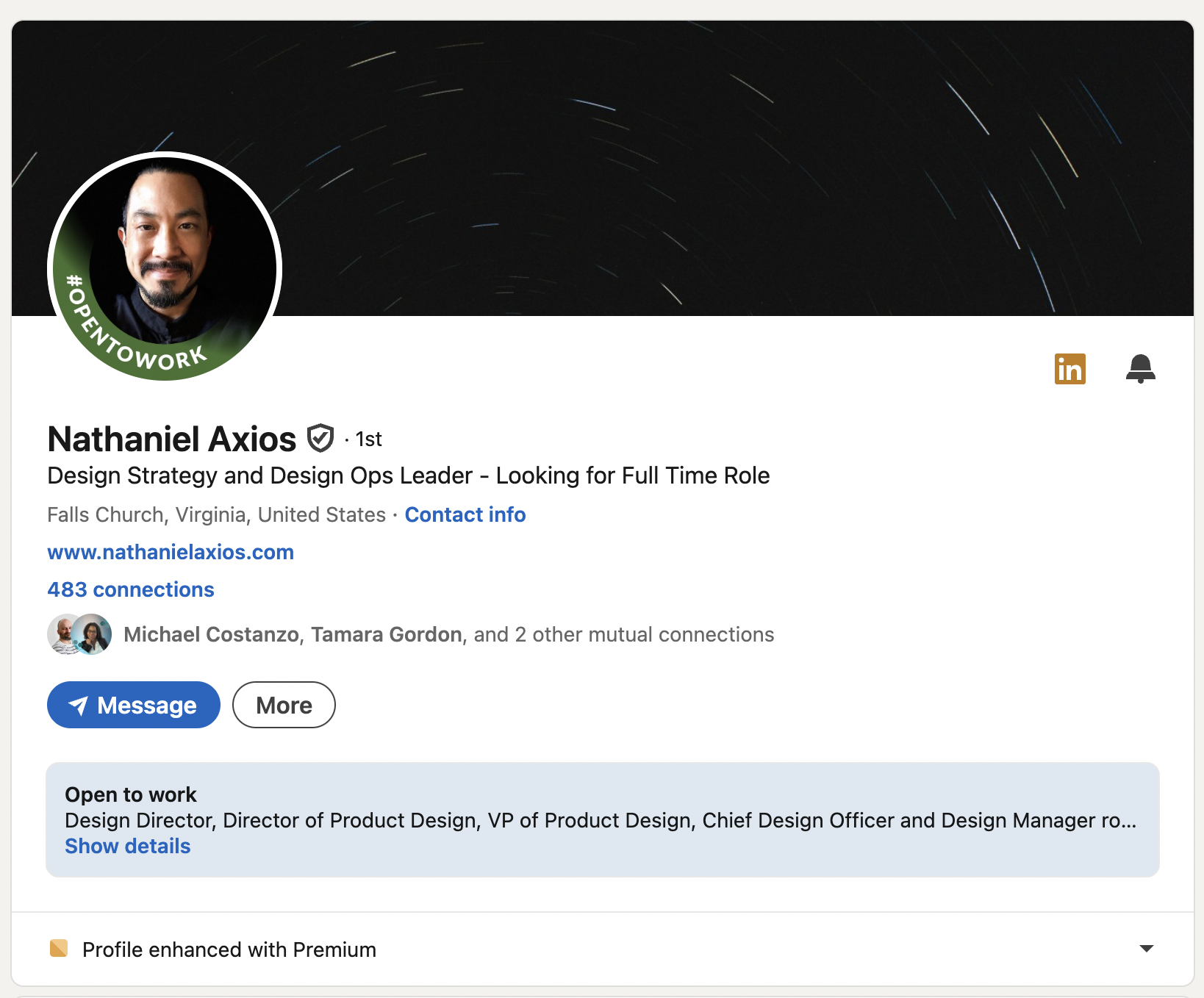 Nathaniel LinkedIn before