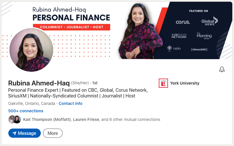 Rubina LinkedIn after