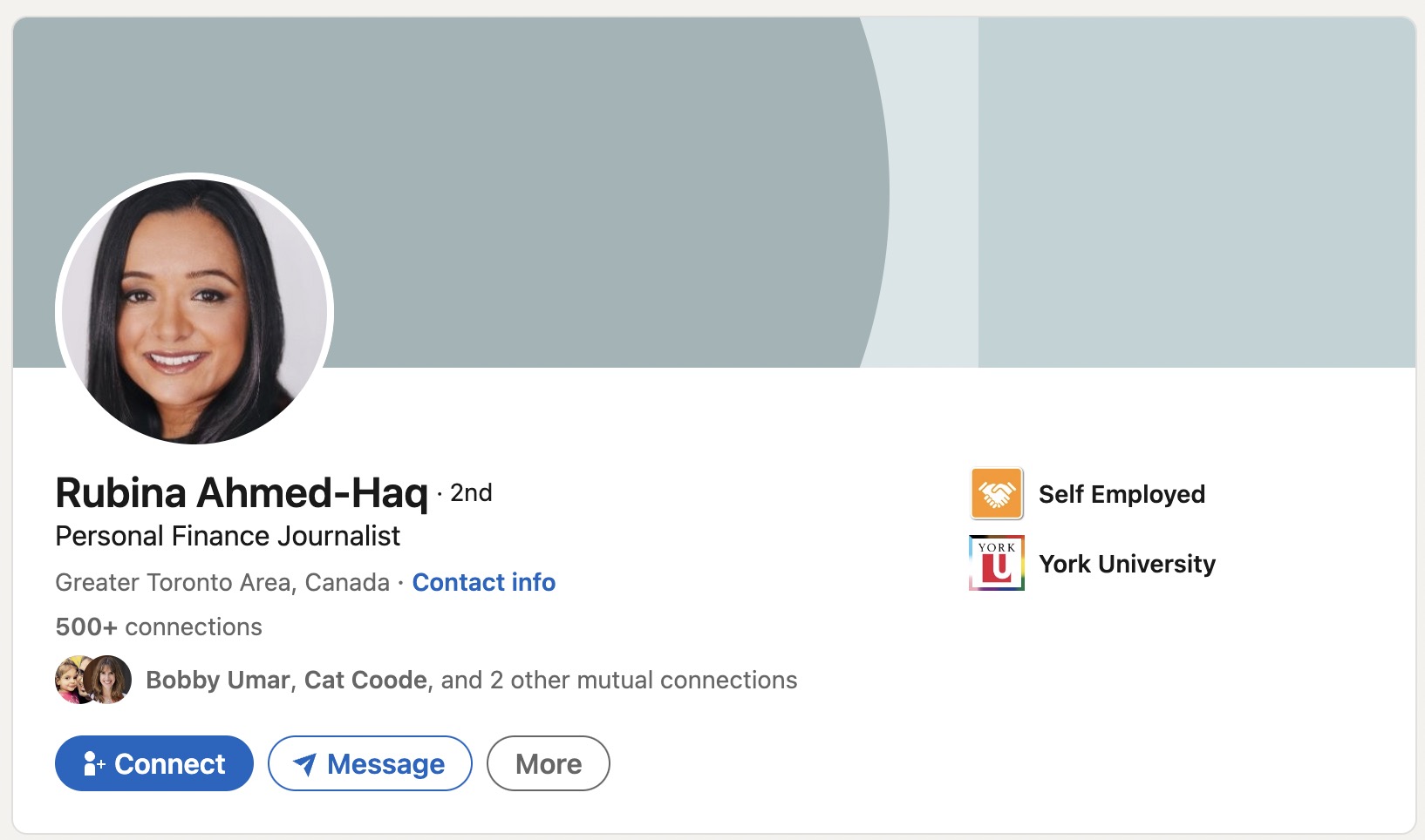 Rubina LinkedIn before