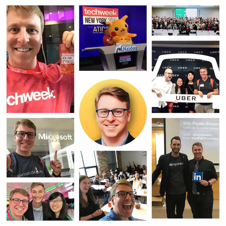 Izzy speaking at an event