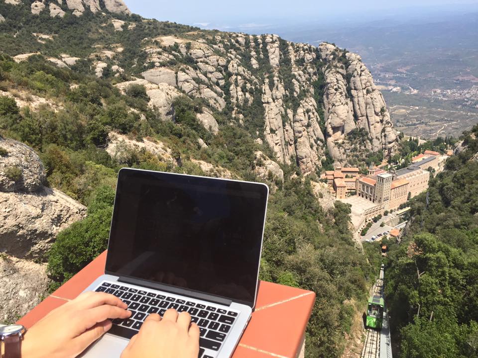 Working from Montserrat, Spain